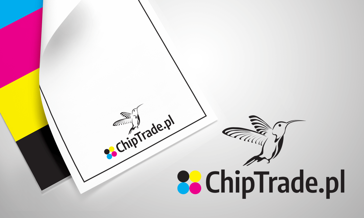 Projekt logo z motywem kolibra chiptrade.pl