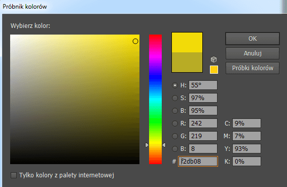 próbnik kolorów w programie graficznym