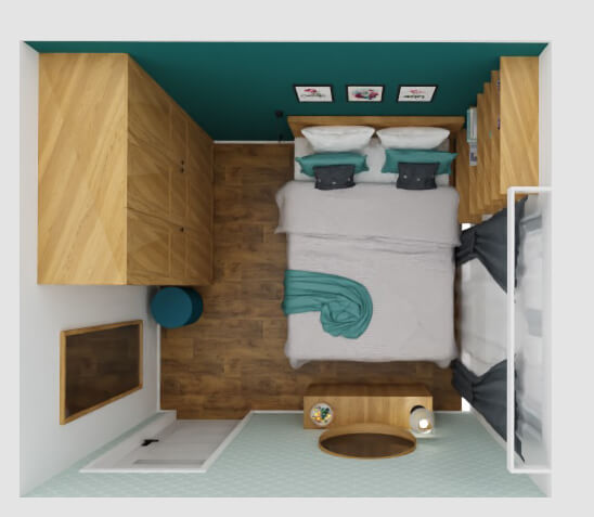 mała sypialnia: ustawienie mebli