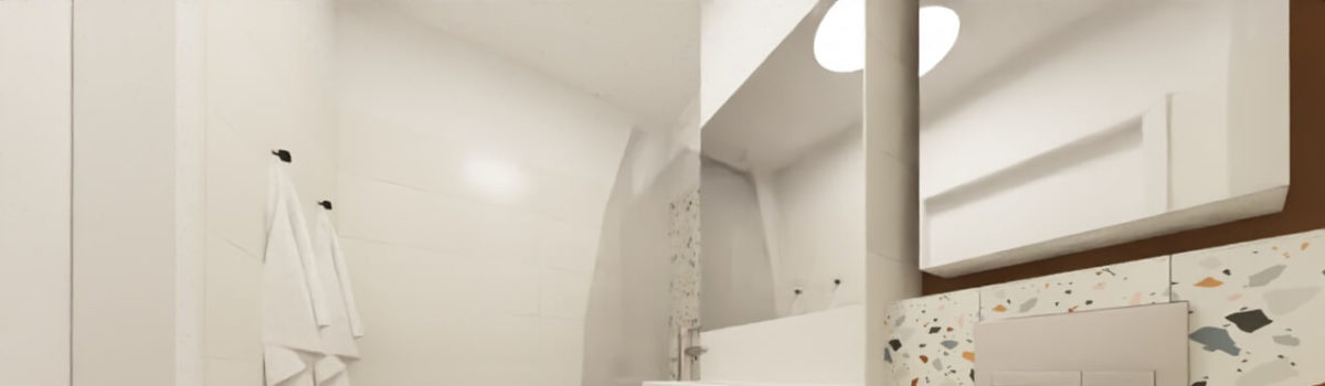 Płytki lastryko w łazience - projekt małej łazienki