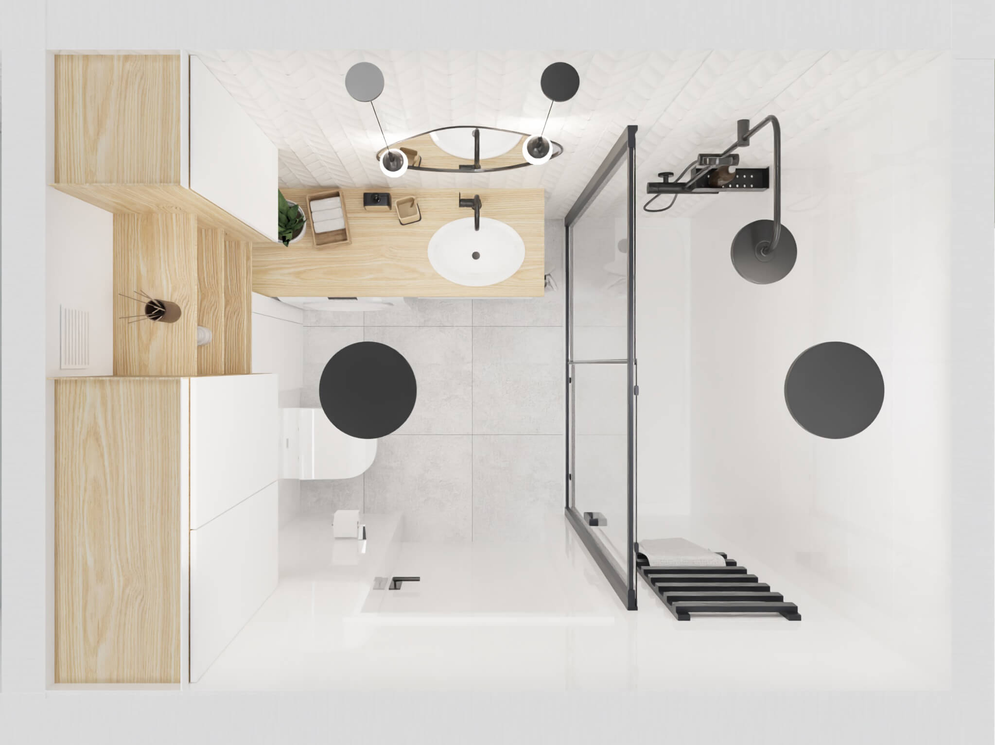 projekt wnętrza mieszkania na wynajem - rzut łazienki